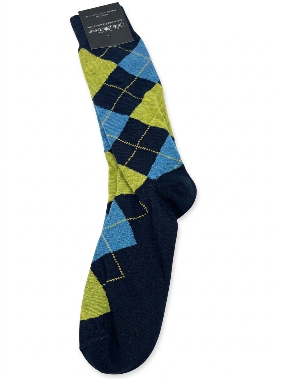 NWT Saks Fifth Avenue Mens Argyle Dress Socks Made In Italy Cotton Blend Size 10